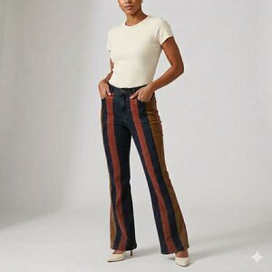 Versona Modern Flare Jeans 10L Striped Boho Jeans Multi-Color Denim & Corduroy